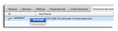 Orphaned Servers tab