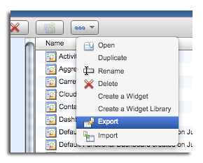 Etc. menu, Export command