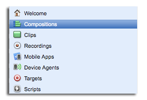 Compositions selected in Central list with New button highlighted