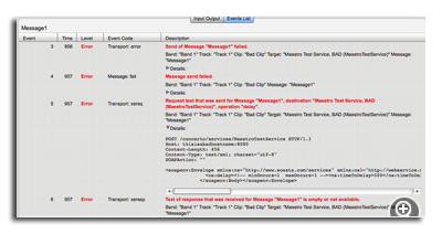Event Logs widget detail, Error level set