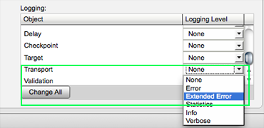 Event Logs widget detail, Error level set