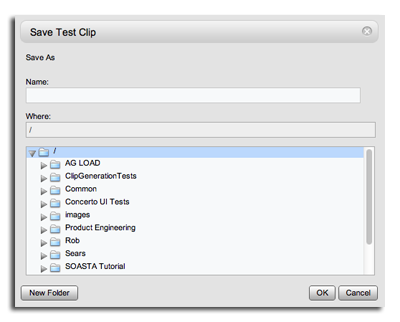 Save Test Clip dialog box