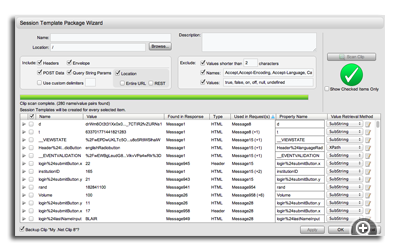 Session Template Packages Wizard, first page