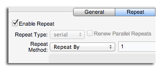 Repetition on a message or browser action